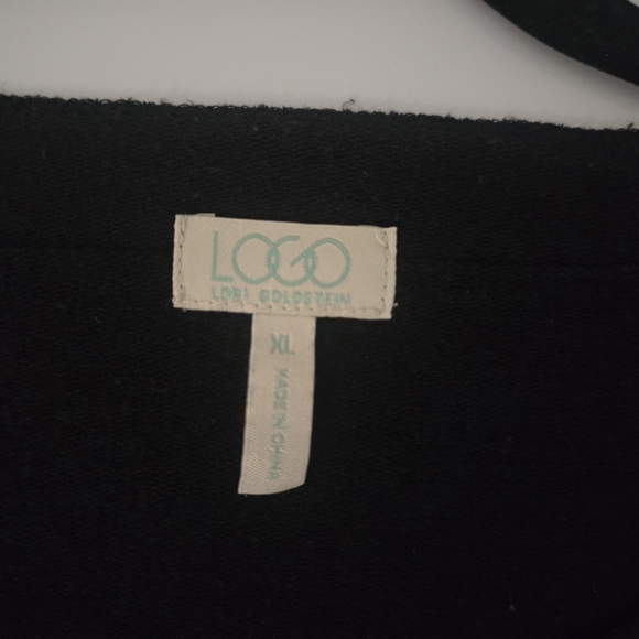 LOGO Lori Goldstein Top Womens XL Lace Ruffle Hem Adjustable Sleeve Black - Picture 13 of 15